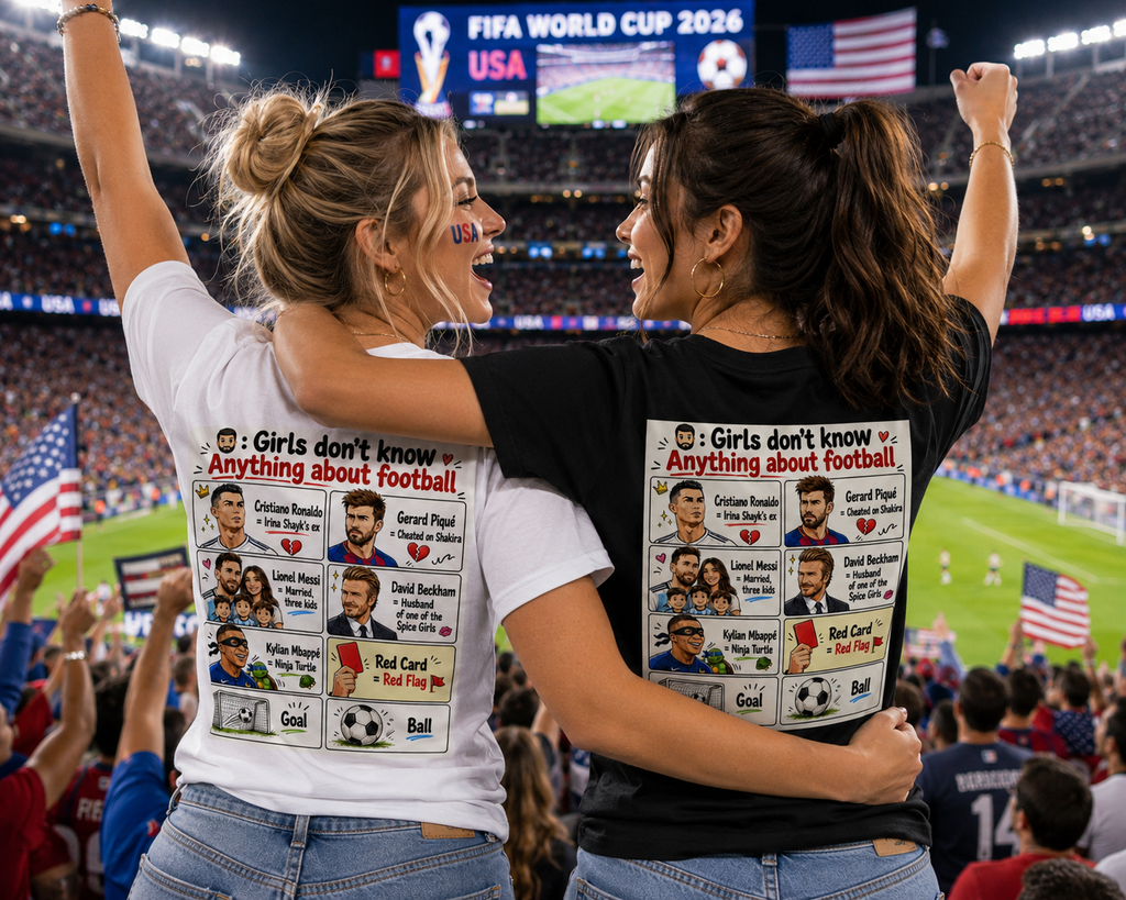 Girls Don’t Know Anything About Football Funny World Cup T-Shirt | Soccer Meme Tee Gift for Her